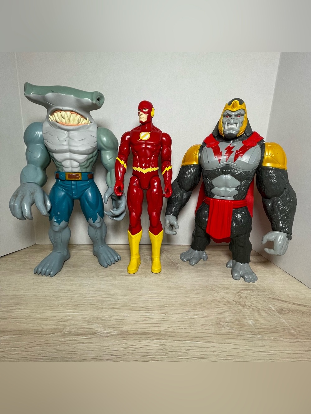 DC Comics 12” Figures 3 Lot Gorilla Grodd King Shark Flash SpinMaster Batman